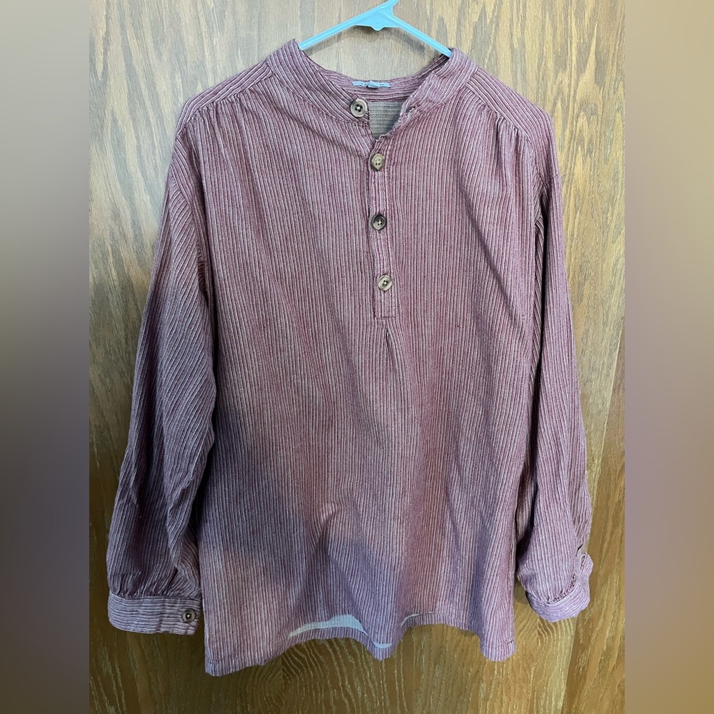 J. Peterman men’s band collar shirt